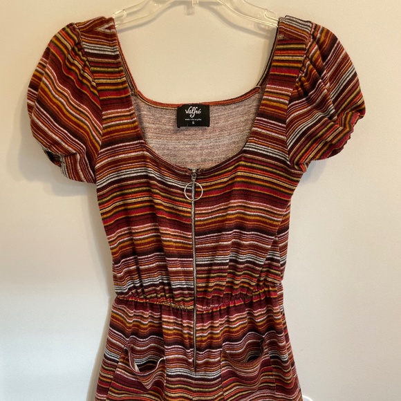 Valfre Dolores Multicolored Stripe Zip Front Cap Sleeve Romper Small - Picture 1 of 5